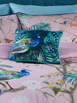 Next Soiree Teal Blue Peacock Jungle Velvet Cushion 43cm- Buy online at McGrocer