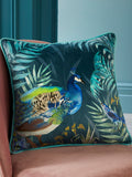 Soiree teal blue peacock velvet cushion 43cm, UK version