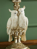 Gold cockatoo pillar candle holder 31.5cm height 14.5cm diameter, UK version