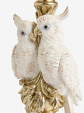 Gold cockatoo pillar candle holder 31.5cm height 14.5cm diameter, UK version