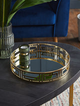 Next Gold Grosvenor Mirror Tray Serving Tray Depth 5.5cm Diameter 30.5cm- Buy online at McGrocer