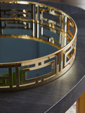 Gold Grosvenor mirror tray with gold finish and mirrored base, 30.5cm diameter, UK version