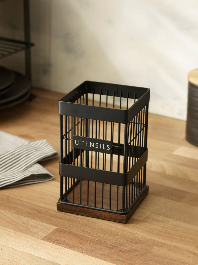 Bronx black utensil holder 17cm - British product
