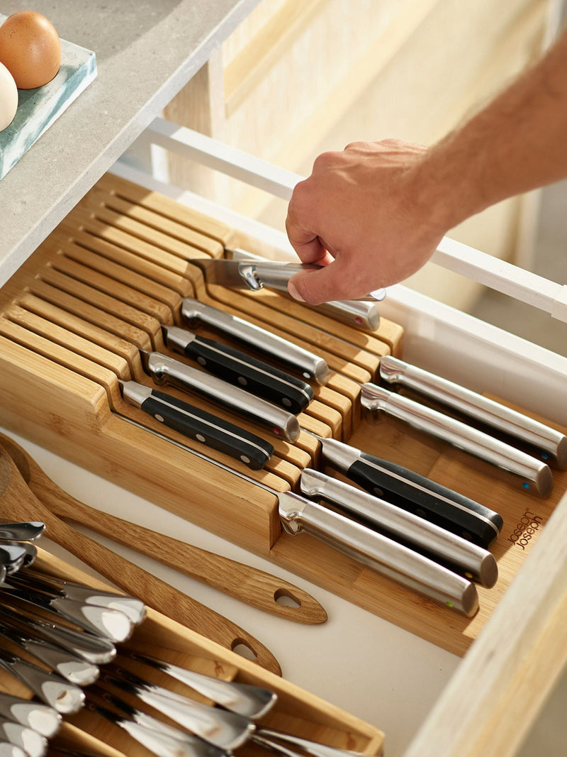 Joseph Joseph bamboo wood large knife organiser, UK version
