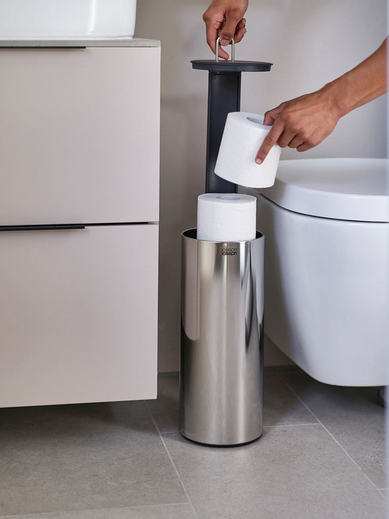 Joseph Joseph Dark Grey EasyStore Luxe Concealed Toilet Roll Holder, UK version