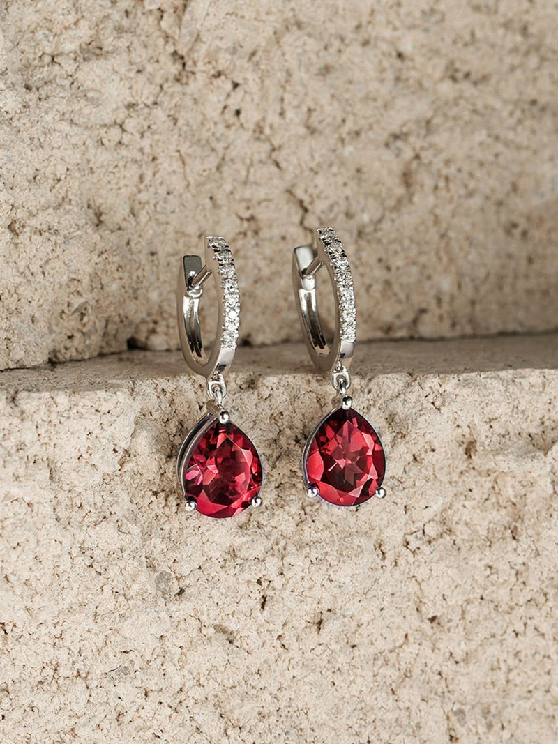 The Diamond Store Red Astra lab ruby diamond drop earrings - British product