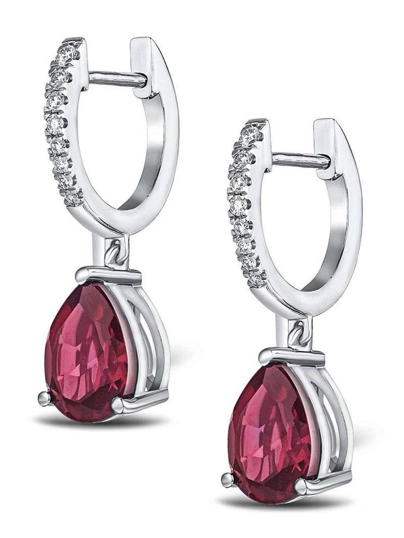 The Diamond Store Red Astra lab ruby diamond drop earrings - British product