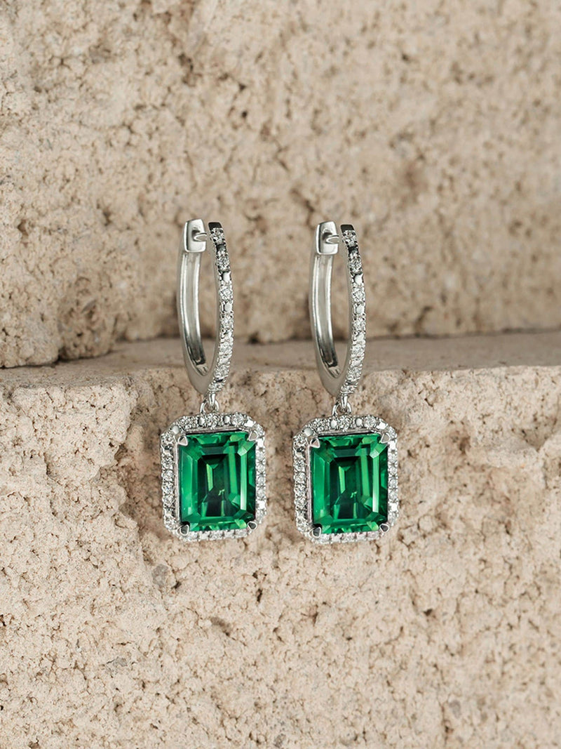 Lab emerald diamond drop earrings by The Diamond Store - British product