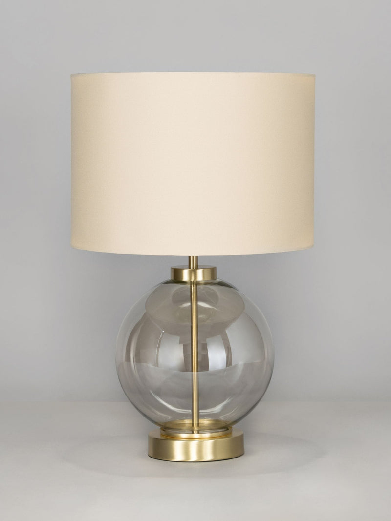 BHS satin brass mini glass sphere table lamp, UK version