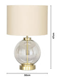 BHS satin brass mini glass sphere table lamp, UK version