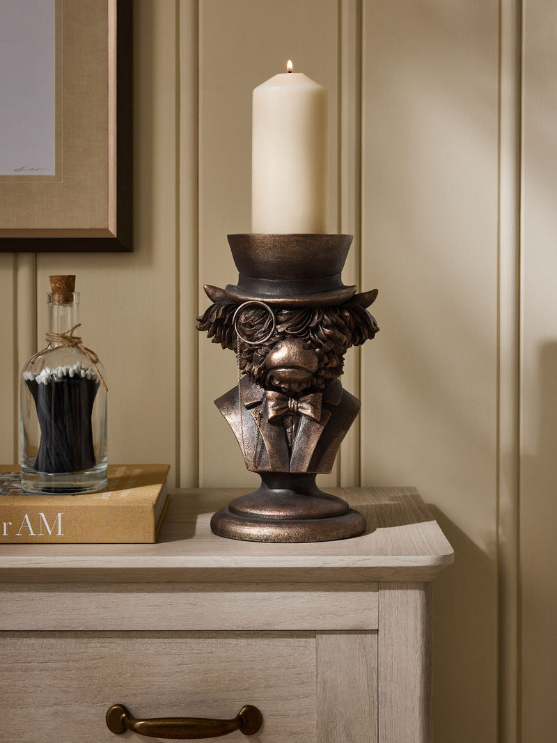 Hamish bronze pillar candle holder 26cm - British product