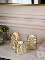 Next Gold Hex Tiered Tea Light Candle Holders Set of 3- Buy online at McGrocer