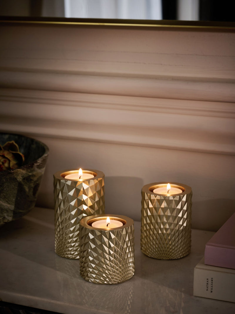 Gold hex tiered tea light candle holders set of 3 (British brand)
