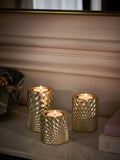 Gold hex tiered tea light candle holders set of 3 (British brand)