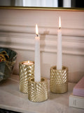 Gold hex tiered tea light candle holders set of 3 (British brand)