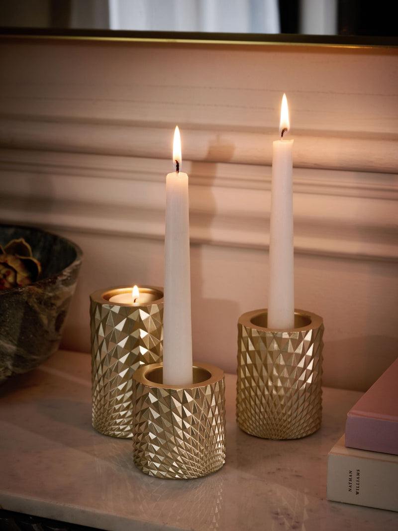 Gold hex tiered tea light candle holders set of 3 (British brand)