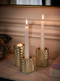 Gold hex tiered tea light candle holders set of 3 (British brand)