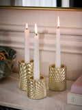 Gold hex tiered tea light candle holders set of 3 (British brand)