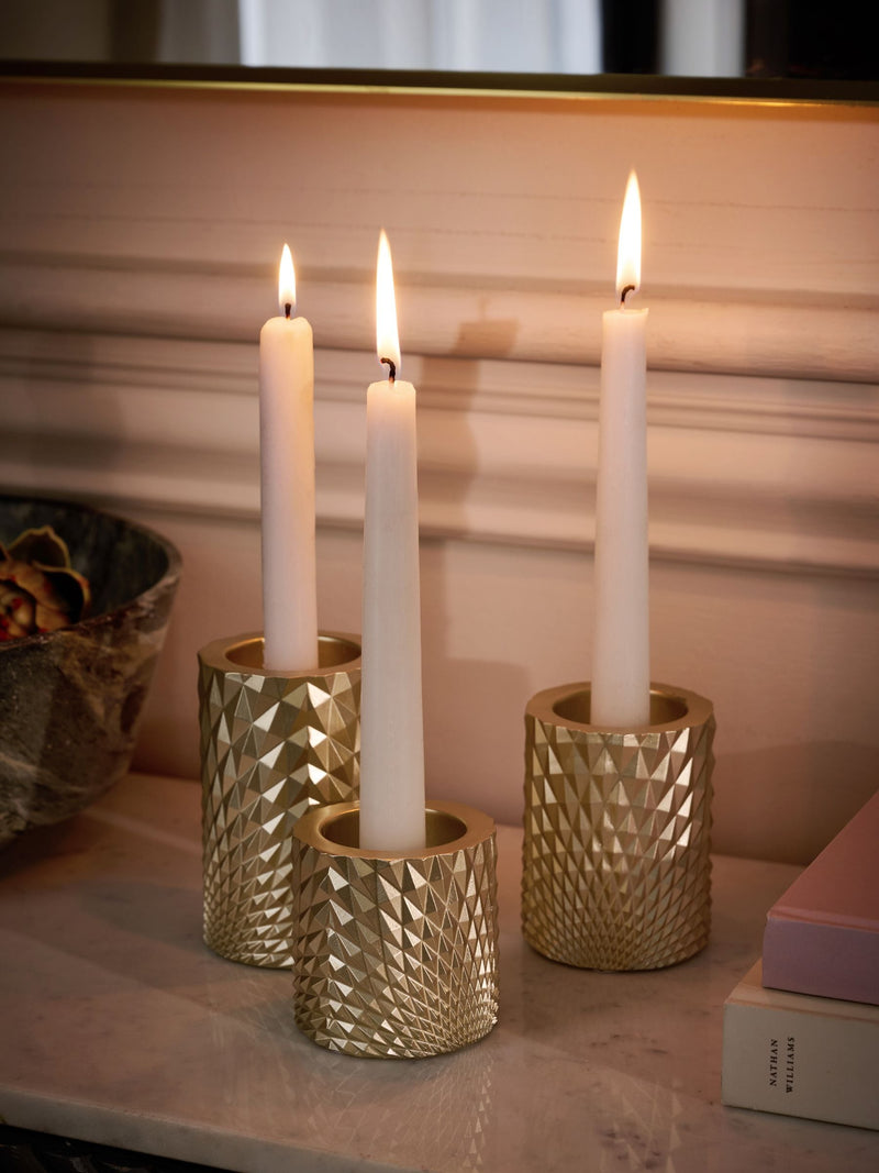 Gold hex tiered tea light candle holders set of 3 (British brand)