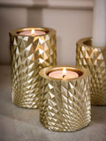 Gold hex tiered tea light candle holders set of 3 (British brand)