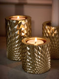 Gold hex tiered tea light candle holders set of 3 (British brand)