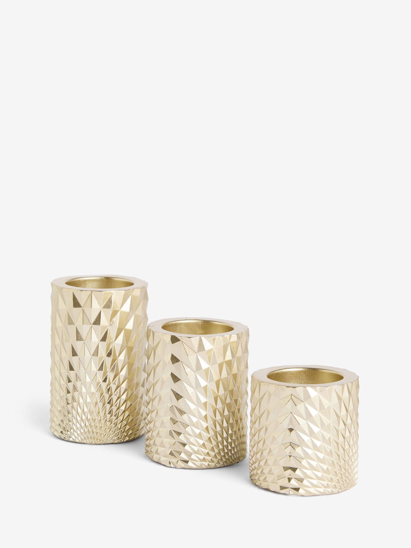 Gold hex tiered tea light candle holders set of 3 (British brand)