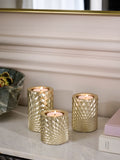 Gold hex tiered tea light candle holders set of 3 (British brand)