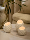 Set of 3 White Pleat Tea Light Candle Holders