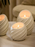 Set of 3 White Pleat Tea Light Candle Holders