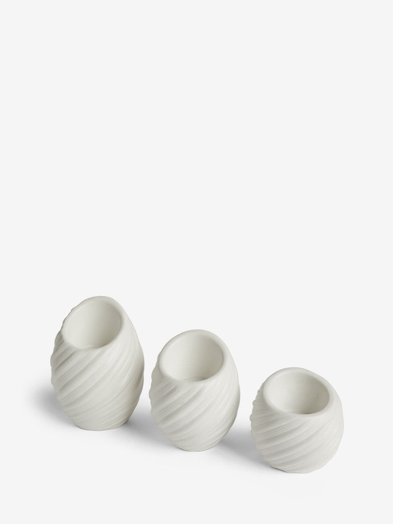 Set of 3 White Pleat Tea Light Candle Holders