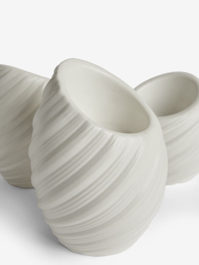 Set of 3 White Pleat Tea Light Candle Holders