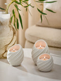 Set of 3 White Pleat Tea Light Candle Holders