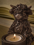 Bronze Hamish The Highland Cow tea light candle holder - British product