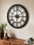 Black bobbin wall clock with 75cm diameter - British product