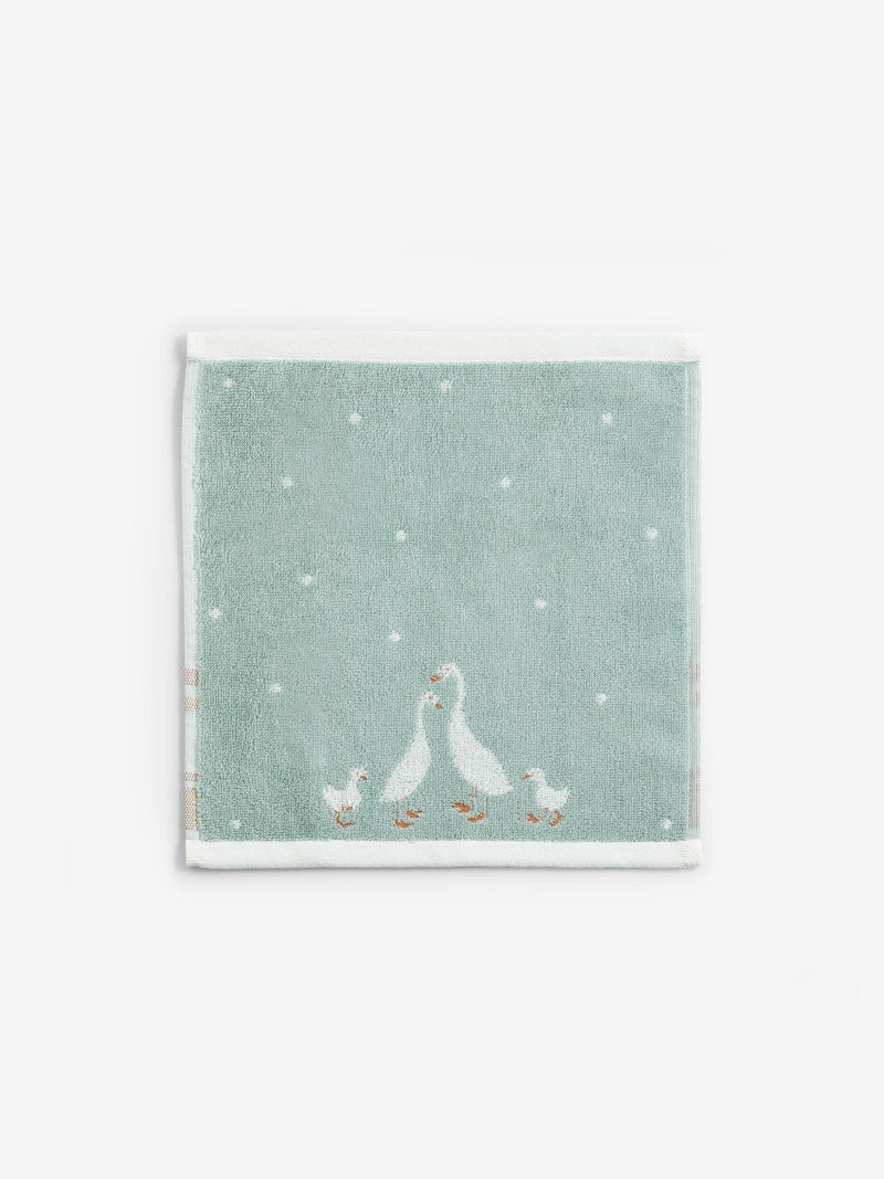 Teal blue geese face cloths, 100% cotton, imported from the UK