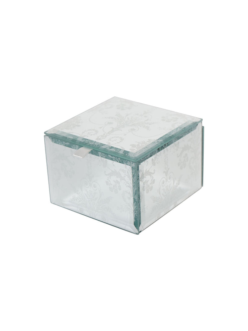 Laura Ashley Josette print mirror jewellery box measuring 15x15x9cm, UK version