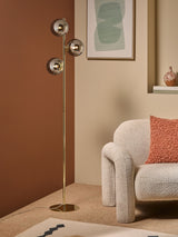 Next MADE.COM Grey/Brass Globe Floor Light, 160cm- Buy online at McGrocer
