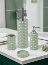 Juego de 4 cortinas Showerdrape Mosaica color pistacho para baño.