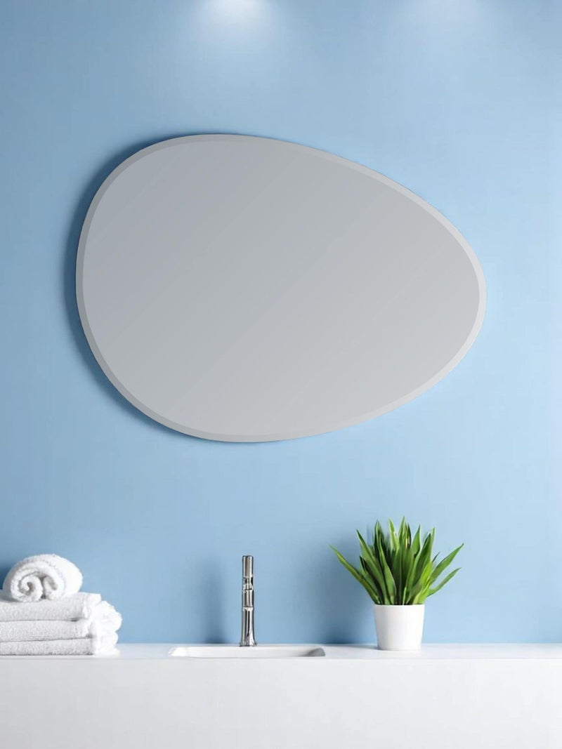 Showerdrape pebble shaped bathroom mirror large 70x50cm, UK version