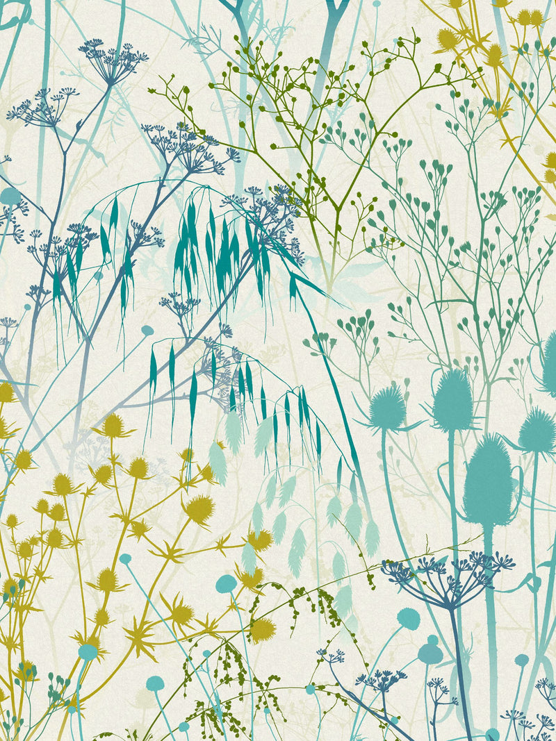Clarissa Hulse Summer Border Verdigris wallpaper 10m, imported from the UK