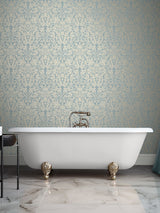 Next Graham & Brown Duck Egg Hartley Damask Wedgewood Wallpaper 10M- Buy online at McGrocer