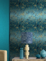 Next Clarissa Hulse Teal Soft Gold Meadow Grass Wallpaper, 10m x 52cm- Buy online at McGrocer