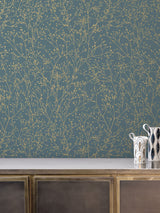Next Clarissa Hulse Gypsophila Wallpaper Airforce Blue Soft Gold 10m x 52cm- Buy online at McGrocer