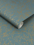 Clarissa Hulse Gypsophila wallpaper Airforce Blue Soft Gold 10m - British product