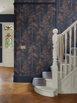 Next Graham & Brown Navy Bark Norse Forrest 10M Wallpaper- Buy online at McGrocer