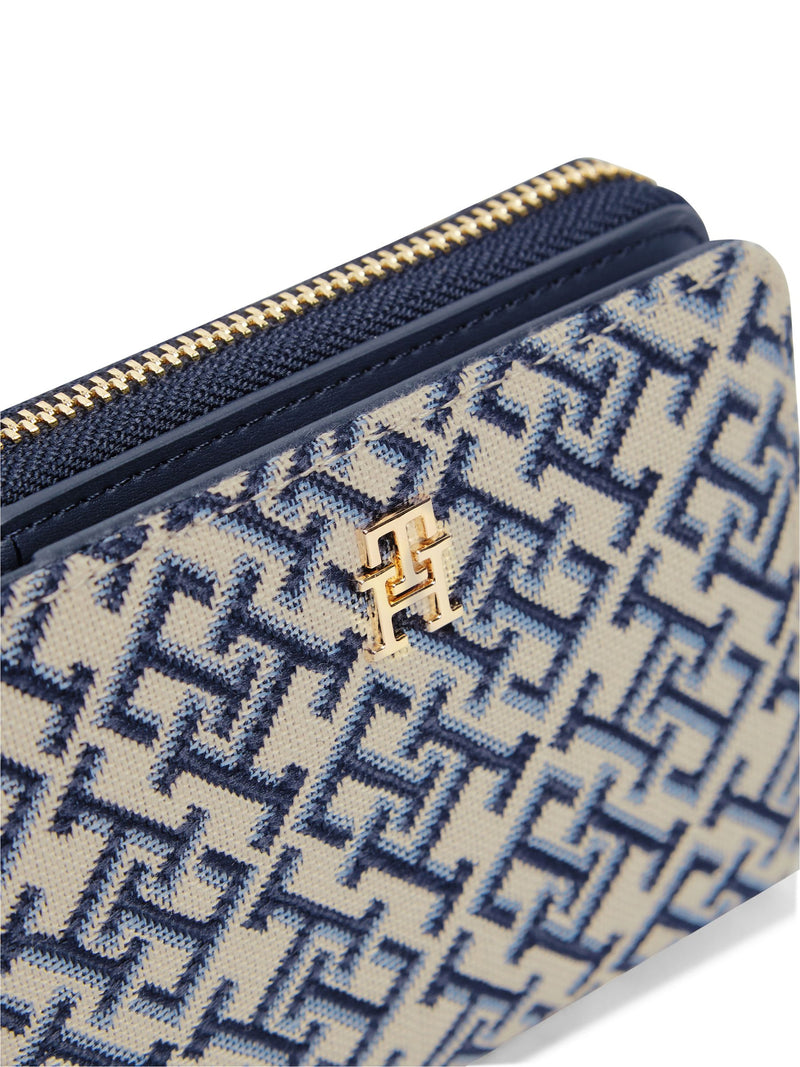 Tommy Hilfiger wallet blue monogram jacquard 12cm - British product