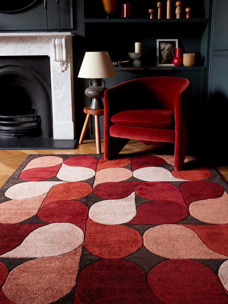 Asiatic Rugs Red Romy Jive rug hand tufted polyester, imported from the UK