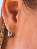 Silver tone stainless steel huggie hoop earrings (British brand)