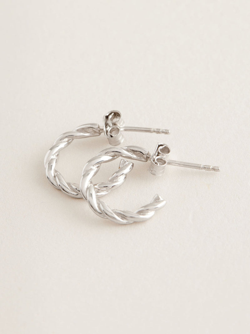 Sterling silver twist hoop earrings (British brand)