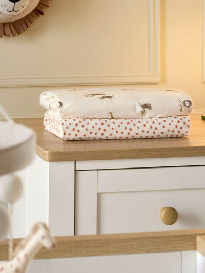 Next Mamas & Papas Draps-housse pour lit bébé Coton Jungle Crème 2 Pack - Acheter en ligne chez McGrocer